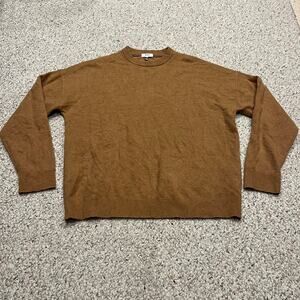 Reiss Parks Mens Merino Wool Crewneck Sweater L Camel Tan Preppy Quiet Luxury